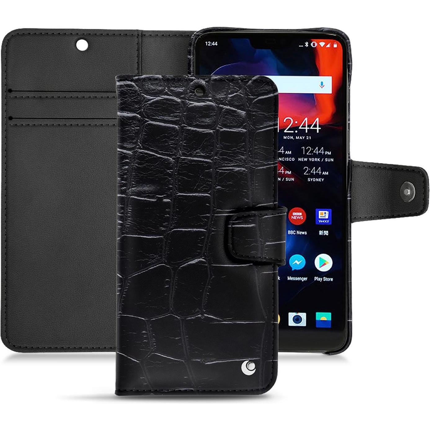Noreve Lederschutzhülle Wallet (OnePlus 6), Smartphone Hülle, Schwarz