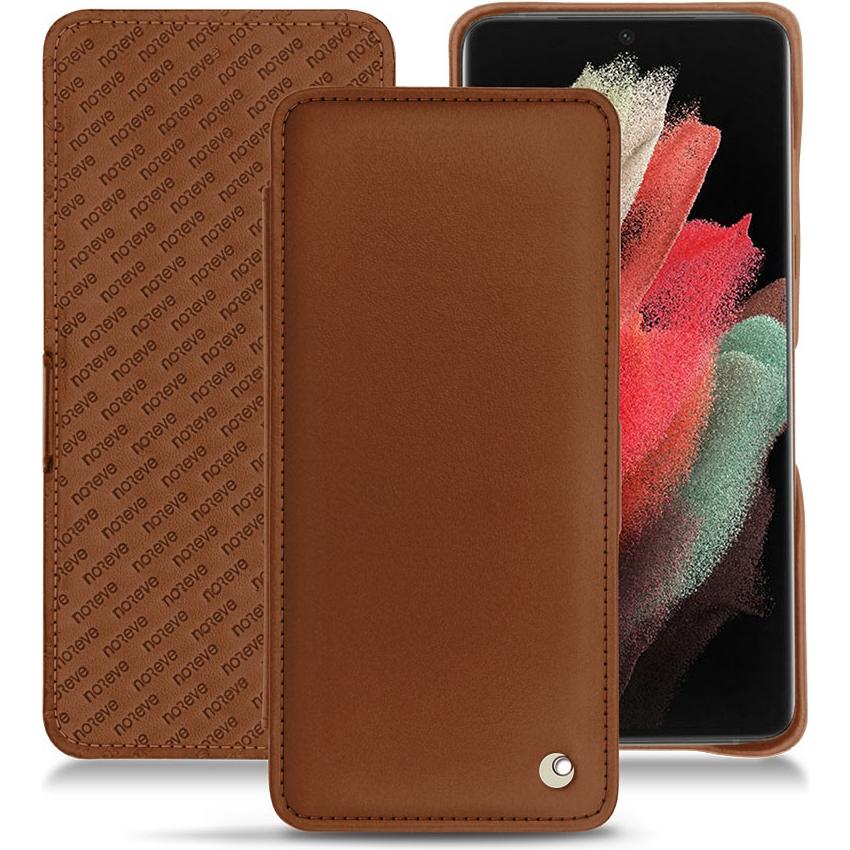 Noreve Lederschutzhülle horizontal (Samsung Galaxy S21 Ultra), Smartphone Hülle, Braun