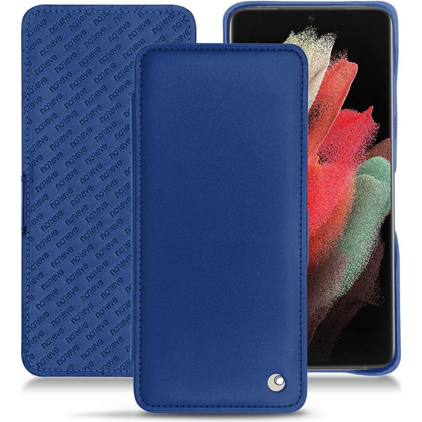 Noreve Lederschutzhülle horizontal (Samsung Galaxy S21 Ultra), Smartphone Hülle, Blau