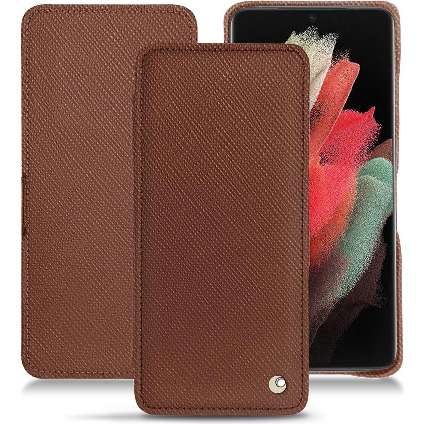 Noreve Lederschutzhülle horizontal (Samsung Galaxy S21 Ultra), Smartphone Hülle, Braun