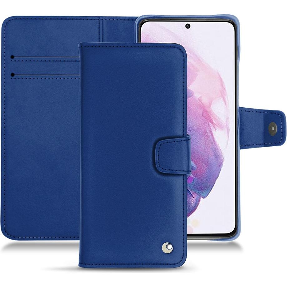 Noreve Lederschutzhülle Wallet (Samsung Galaxy S21), Smartphone Hülle, Blau