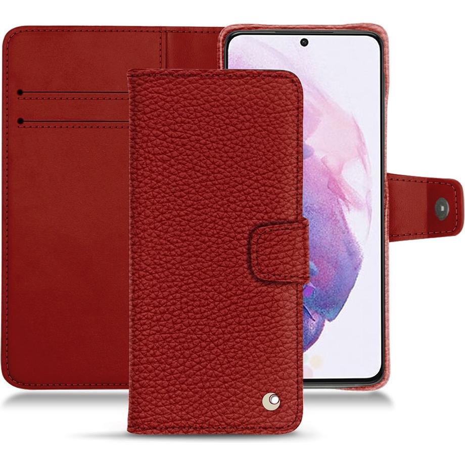 Noreve Lederschutzhülle Wallet (Samsung Galaxy S21+), Smartphone Hülle, Rot