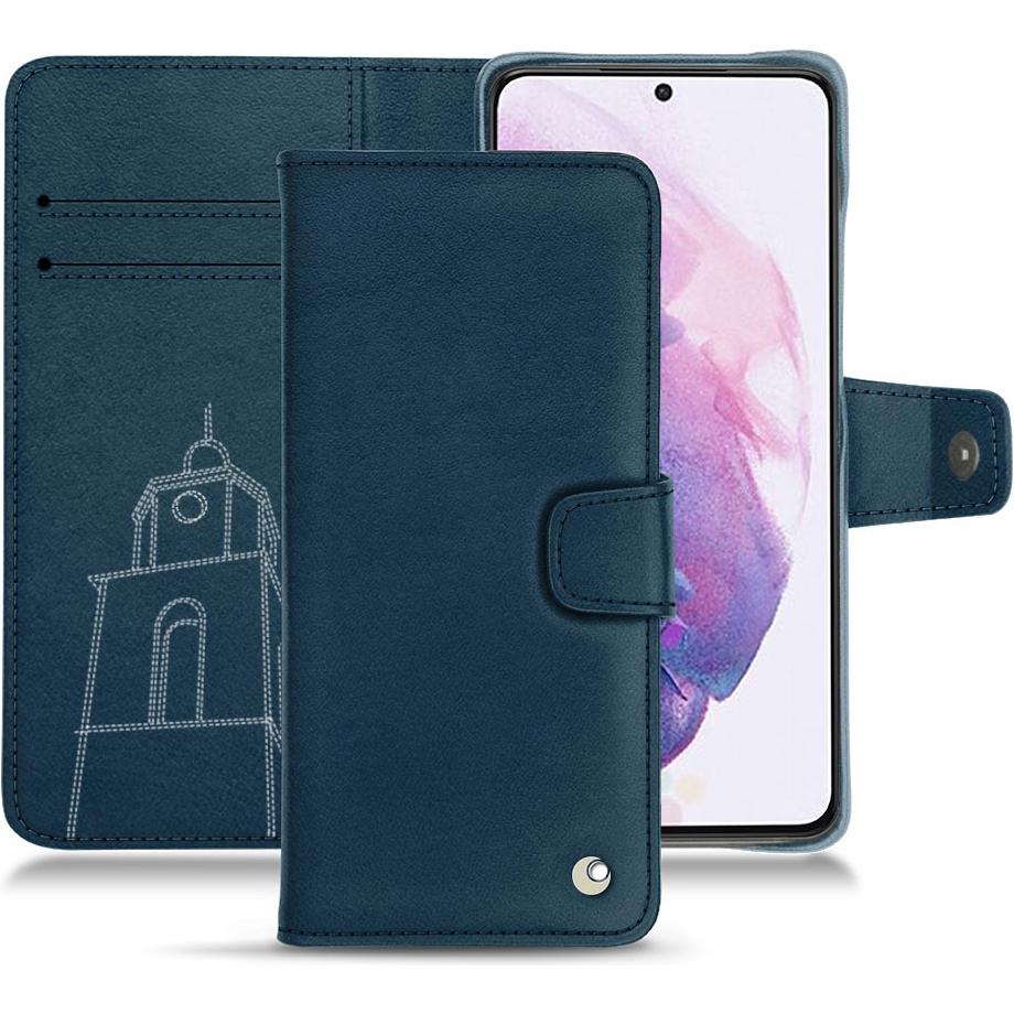 Noreve Lederschutzhülle Wallet (Samsung Galaxy S21), Smartphone Hülle, Blau