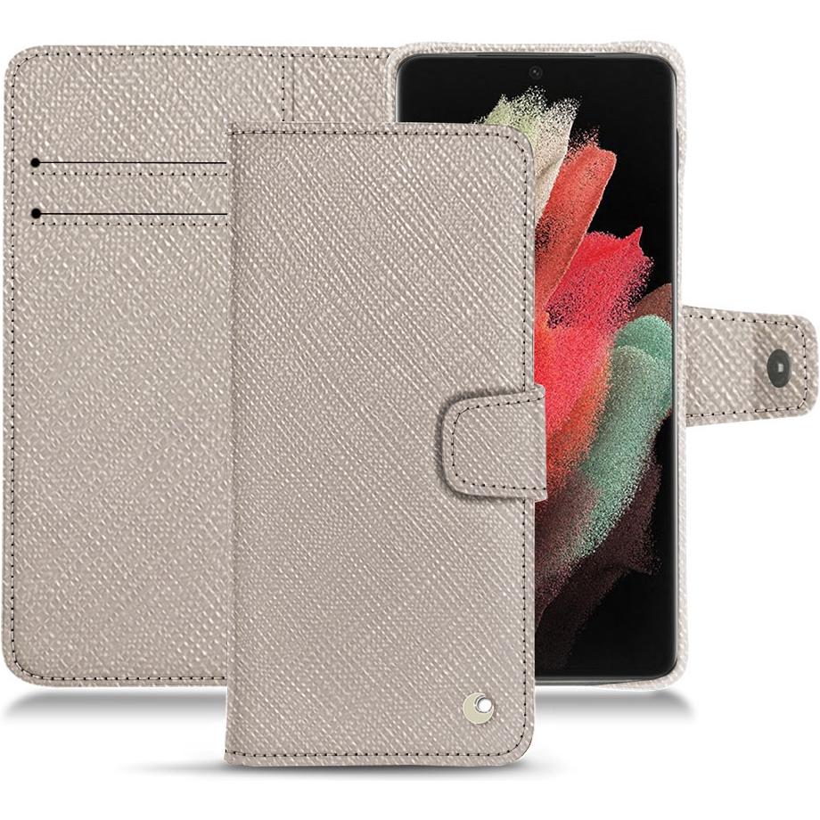 Noreve Lederschutzhülle Wallet (Samsung Galaxy S21 Ultra), Smartphone Hülle, Beige