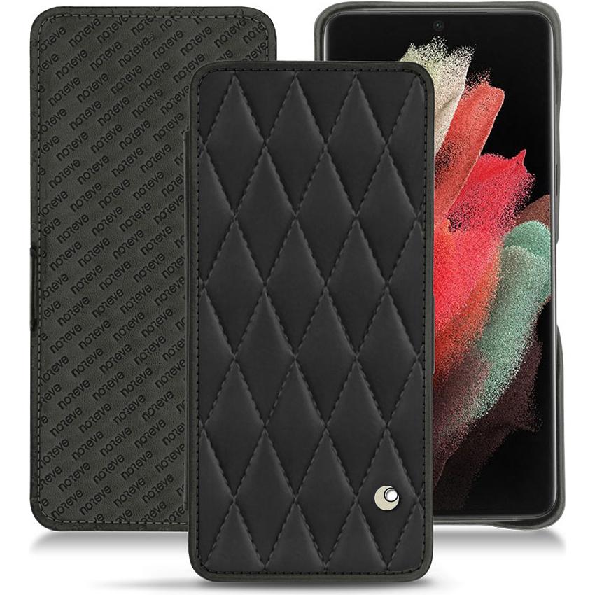 Noreve Lederschutzhülle horizontal (Samsung Galaxy S21 Ultra), Smartphone Hülle, Schwarz