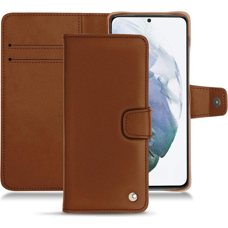 Noreve Lederschutzhülle Wallet (Samsung Galaxy S21+), Smartphone Hülle, Braun