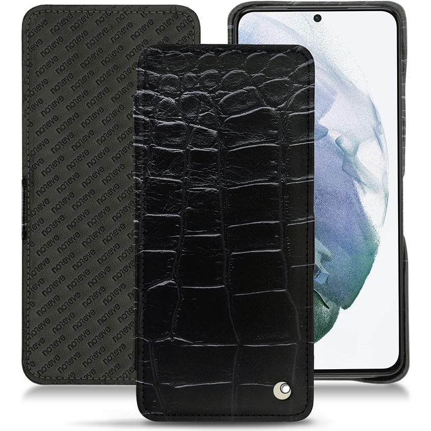 Noreve Lederschutzhülle horizontal (Samsung Galaxy S21+), Smartphone Hülle, Schwarz