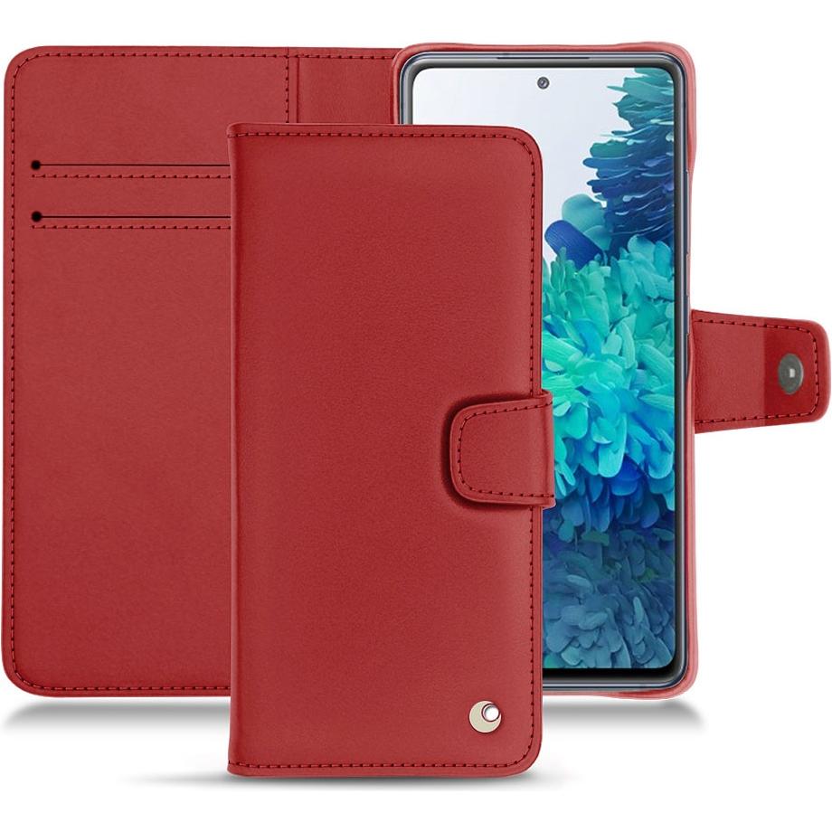 Noreve Lederschutzhülle Wallet (Samsung Galaxy S20 FE), Smartphone Hülle, Rot