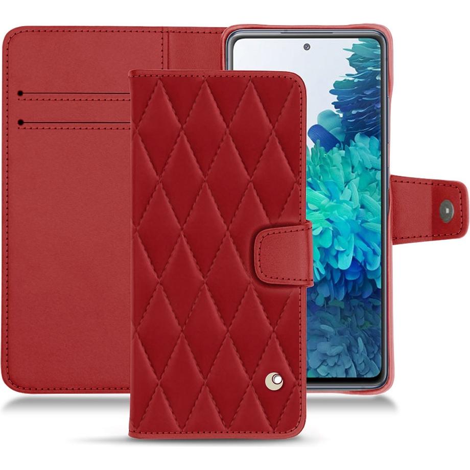 Noreve Lederschutzhülle Wallet (Samsung Galaxy S20 FE), Smartphone Hülle, Rot
