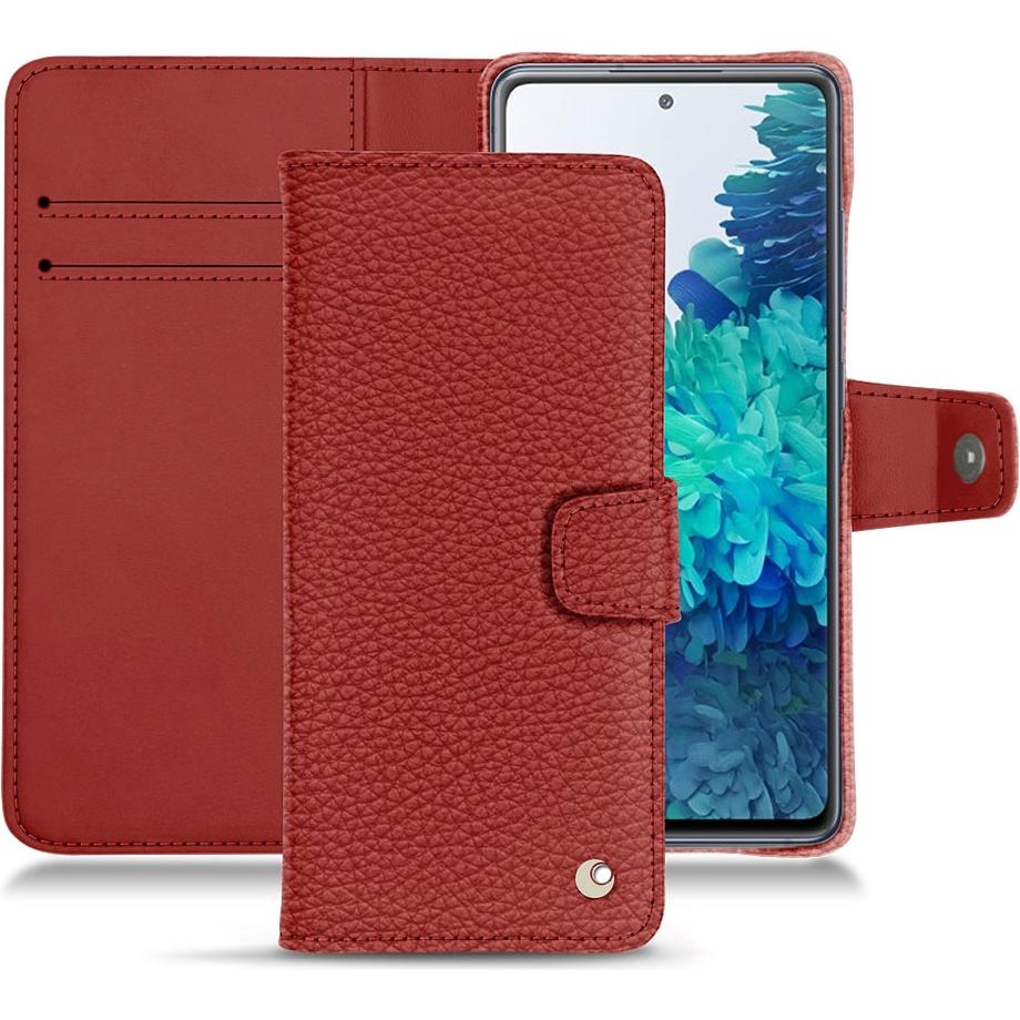 Noreve Lederschutzhülle Wallet (Samsung Galaxy S20 FE), Smartphone Hülle, Rot