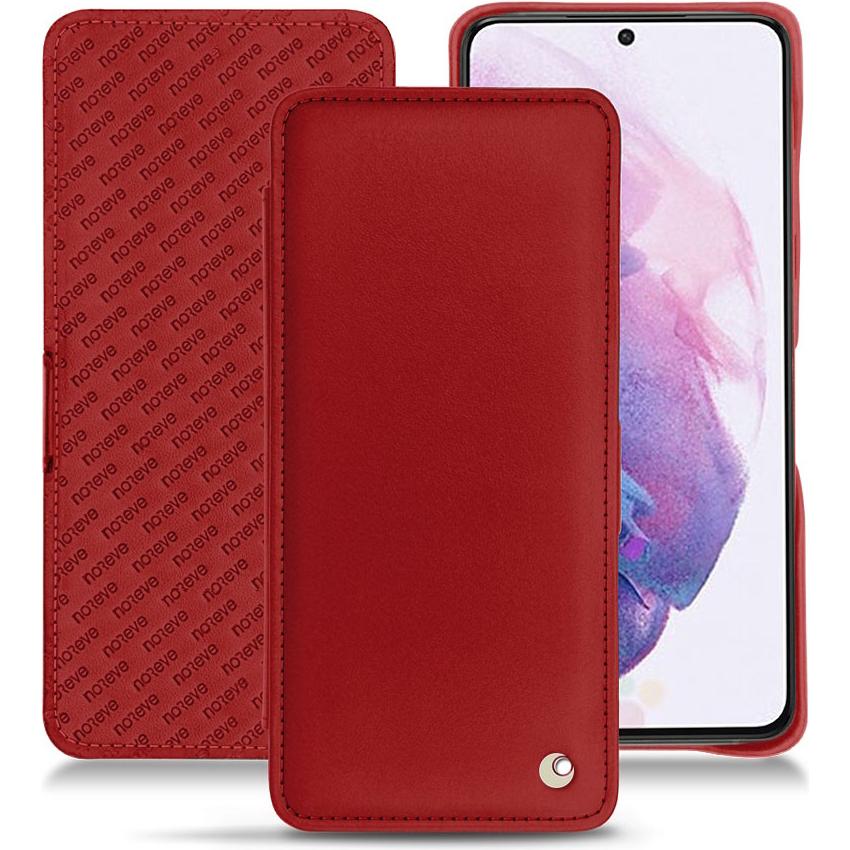 Noreve Lederschutzhülle horizontal (Samsung Galaxy S21), Smartphone Hülle, Rot