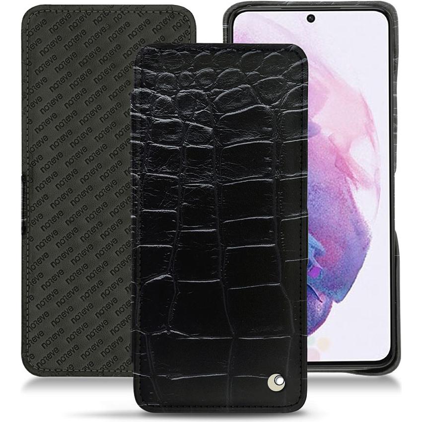 Noreve Lederschutzhülle horizontal (Samsung Galaxy S21), Smartphone Hülle, Schwarz