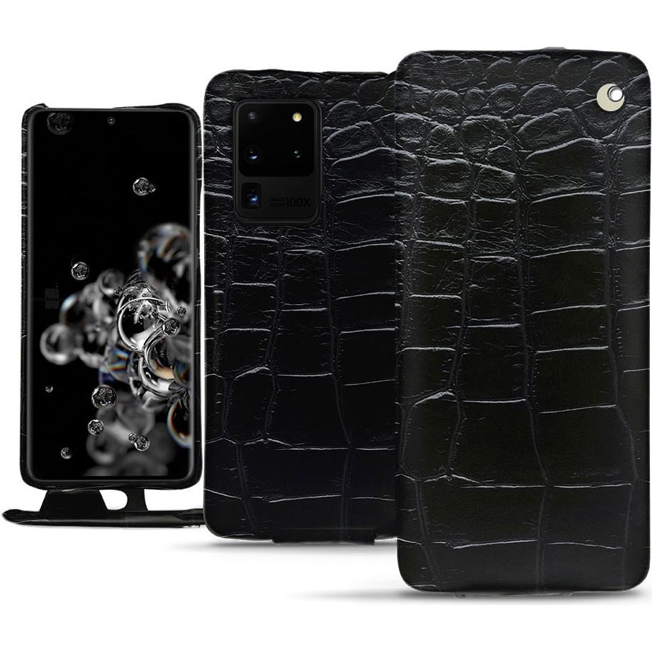 Noreve Lederschutzhülle vertikal (Samsung Galaxy S20 Ultra 5G), Smartphone Hülle, Schwarz