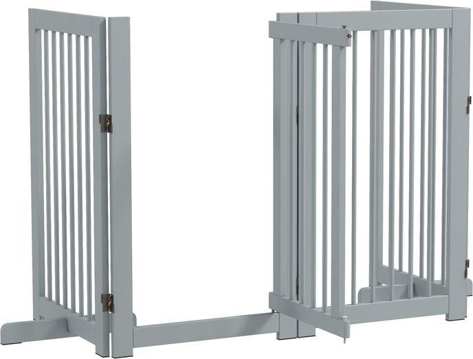 Image du produit Swisshandel24 Absperrgitter Hunde 91 cm Schutzgitter aus Holz Hundegitter mit Tür faltbar