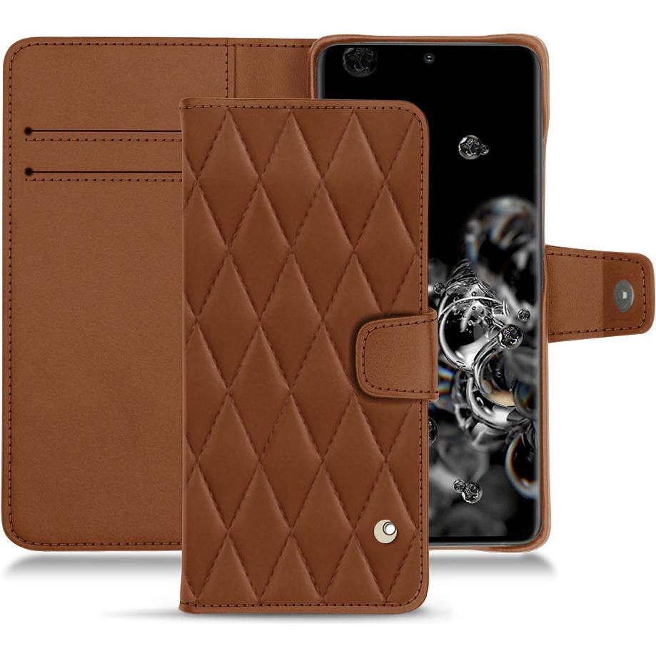 Noreve Lederschutzhülle Wallet (Samsung Galaxy S20+ 5G), Smartphone Hülle, Braun