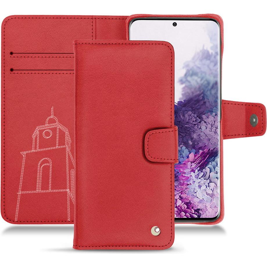 Noreve Lederschutzhülle Wallet (Samsung Galaxy S20), Smartphone Hülle, Rot