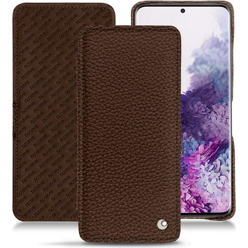 Noreve Lederschutzhülle horizontal (Samsung Galaxy S20), Smartphone Hülle, Braun