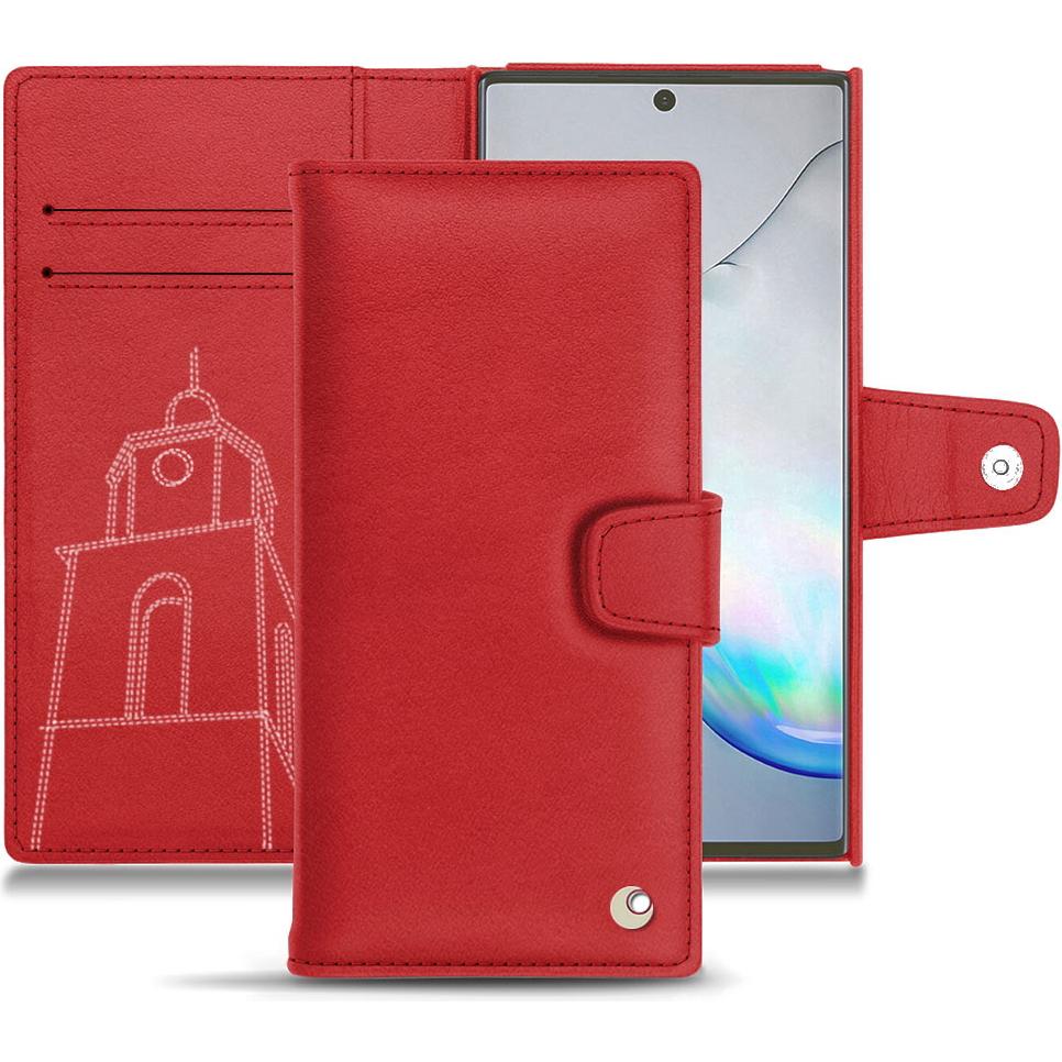 Noreve Lederschutzhülle Wallet (Samsung Galaxy Note 10+), Smartphone Hülle, Rot