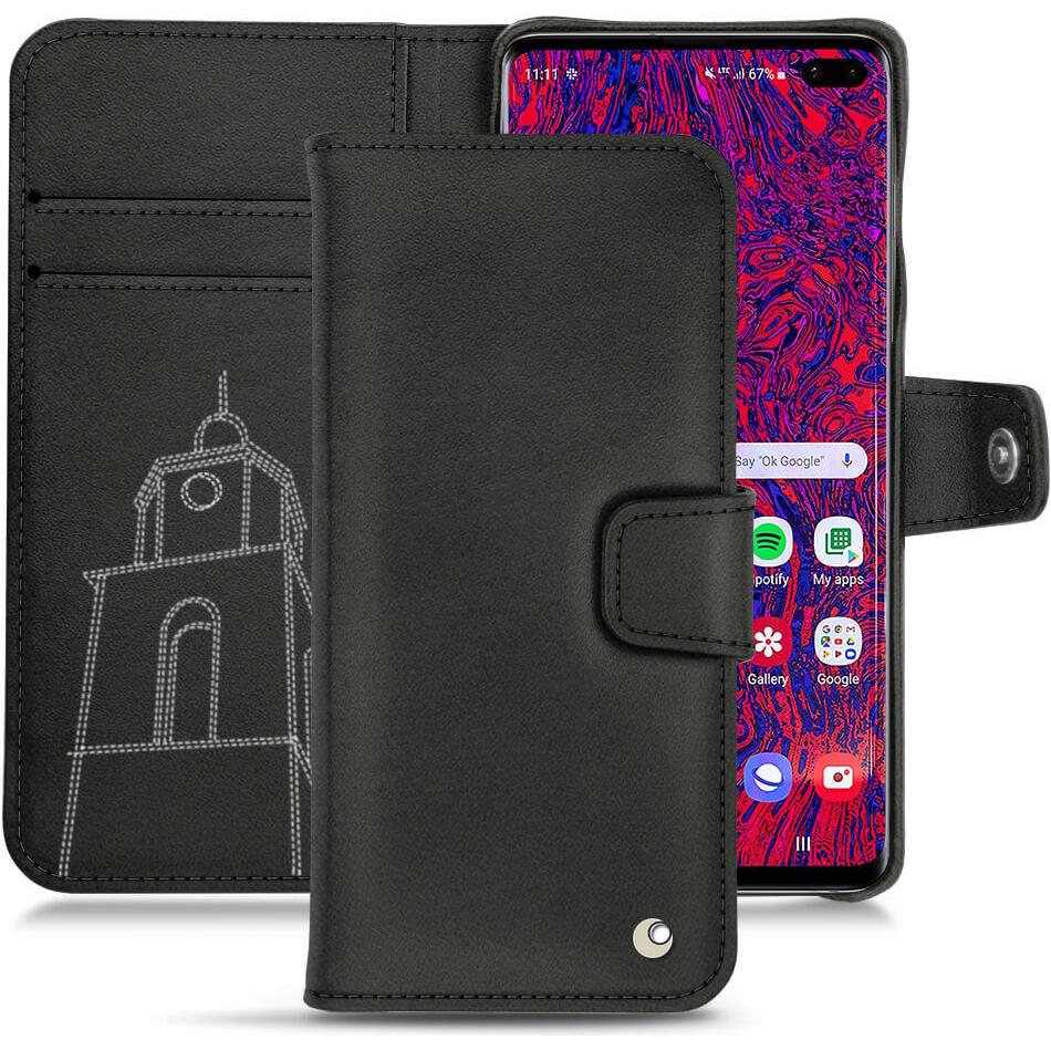 Noreve Lederschutzhülle Wallet (Samsung Galaxy S10 5G), Smartphone Hülle, Schwarz