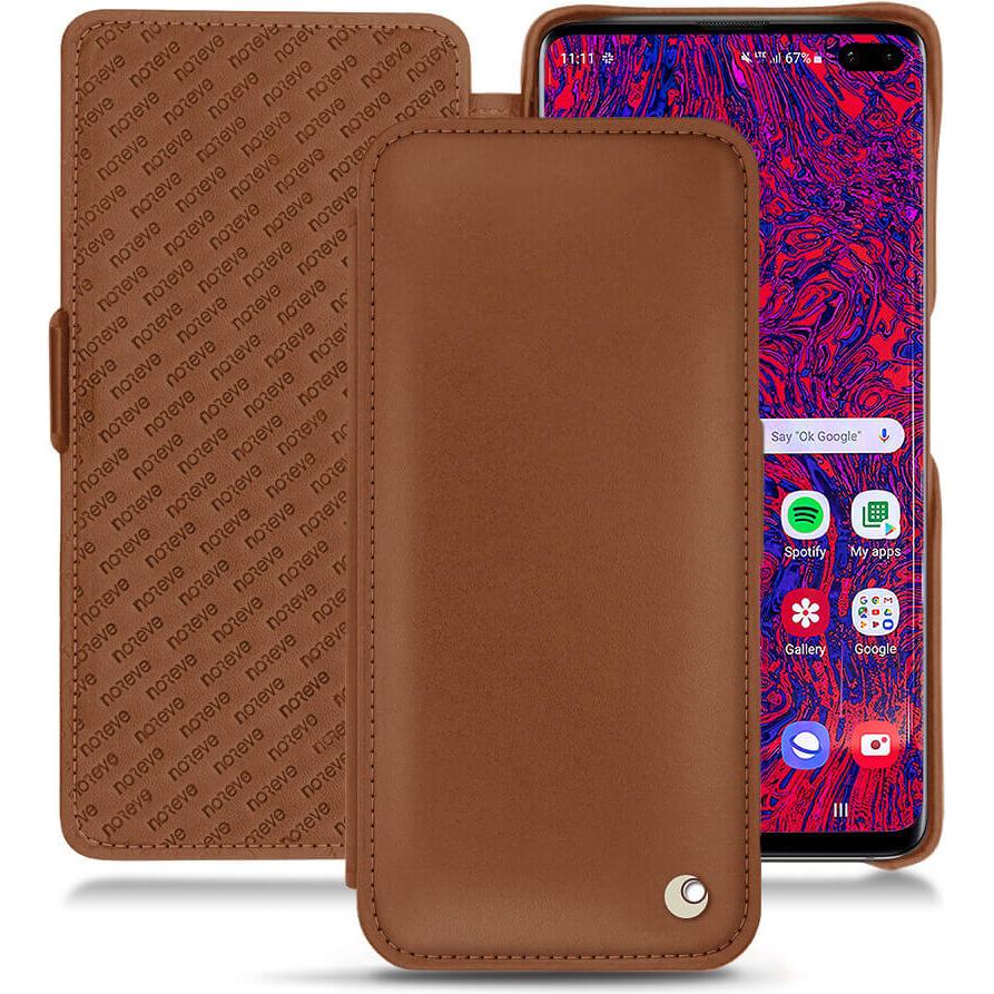 Noreve Lederschutzhülle horizontal (Samsung Galaxy S10 5G), Smartphone Hülle, Braun