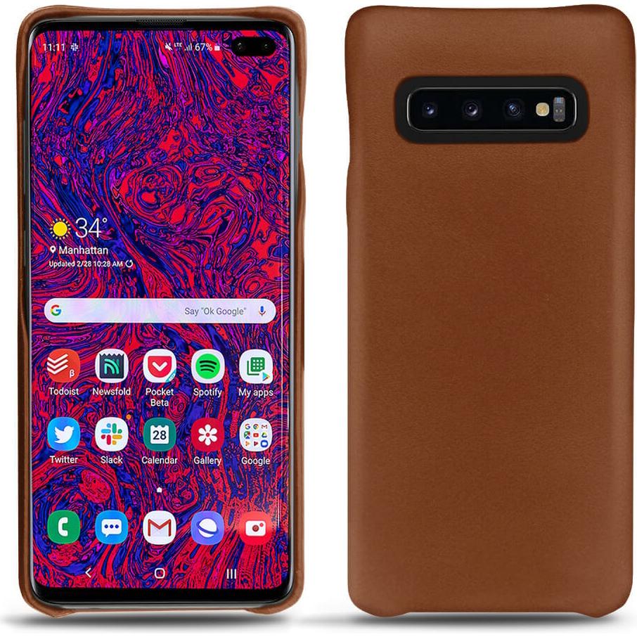 Noreve Lederschutzhülle (Samsung Galaxy S10 5G), Smartphone Hülle, Braun
