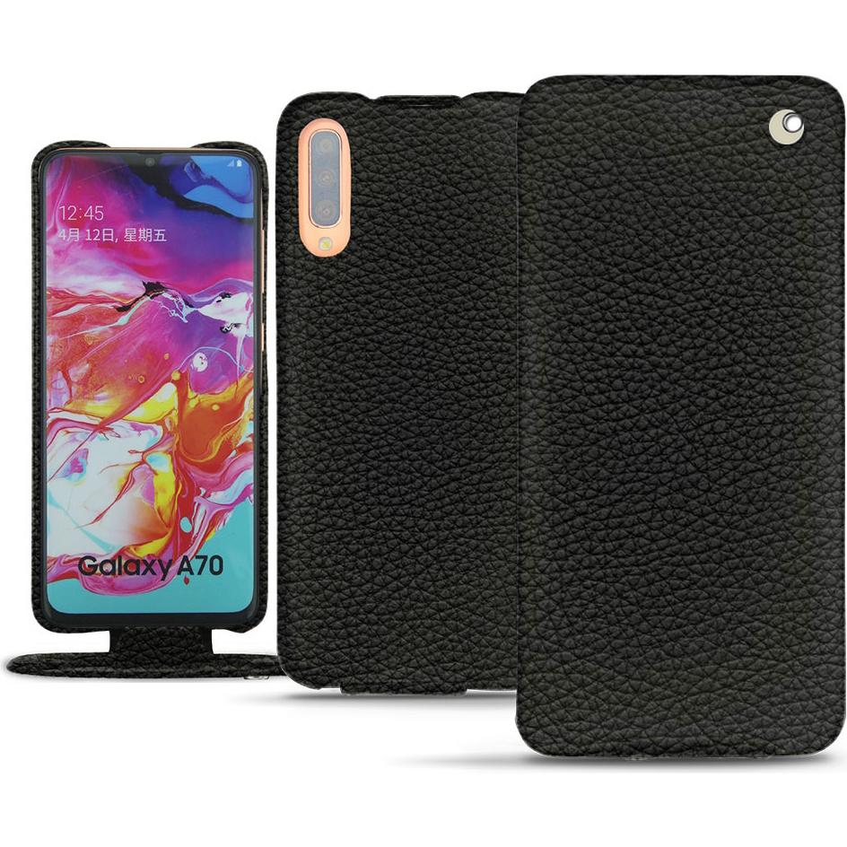 Noreve Lederschutzhülle vertikal (Samsung Galaxy A70), Smartphone Hülle, Schwarz