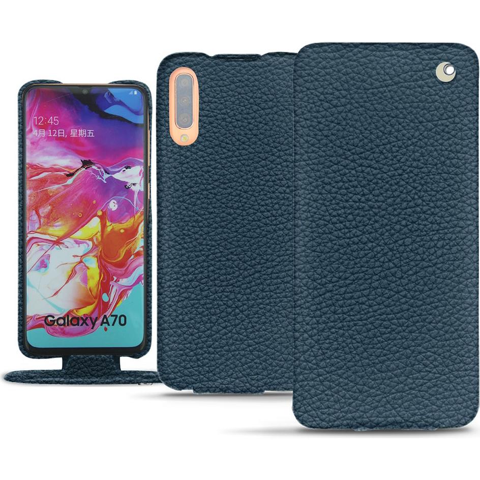 Noreve Lederschutzhülle vertikal (Samsung Galaxy A70), Smartphone Hülle, Blau