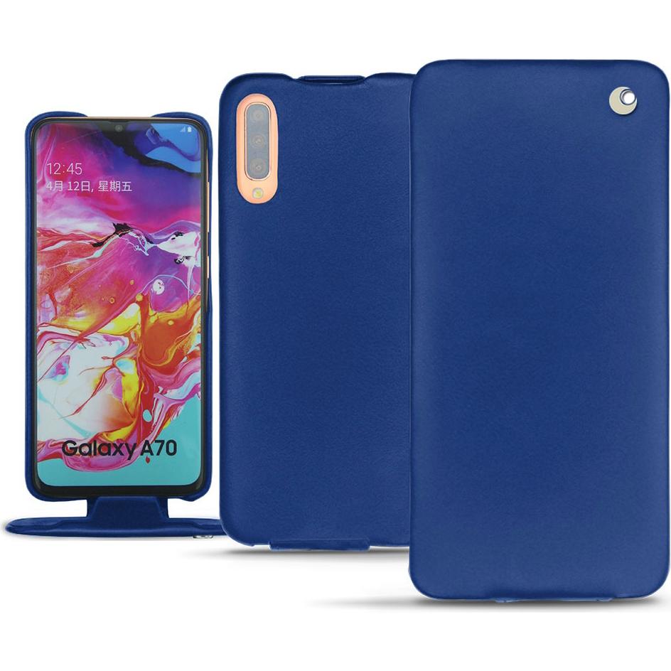 Noreve Lederschutzhülle vertikal (Samsung Galaxy A70), Smartphone Hülle, Blau