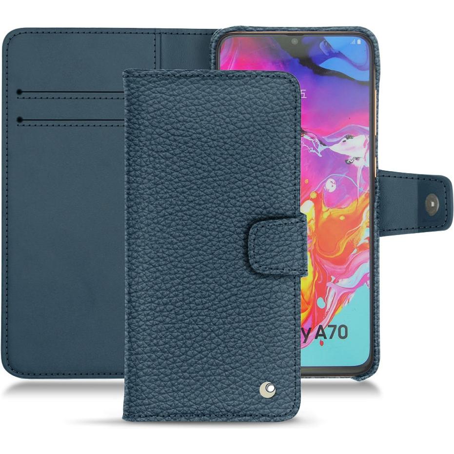 Noreve Lederschutzhülle Wallet (Samsung Galaxy A70), Smartphone Hülle, Blau