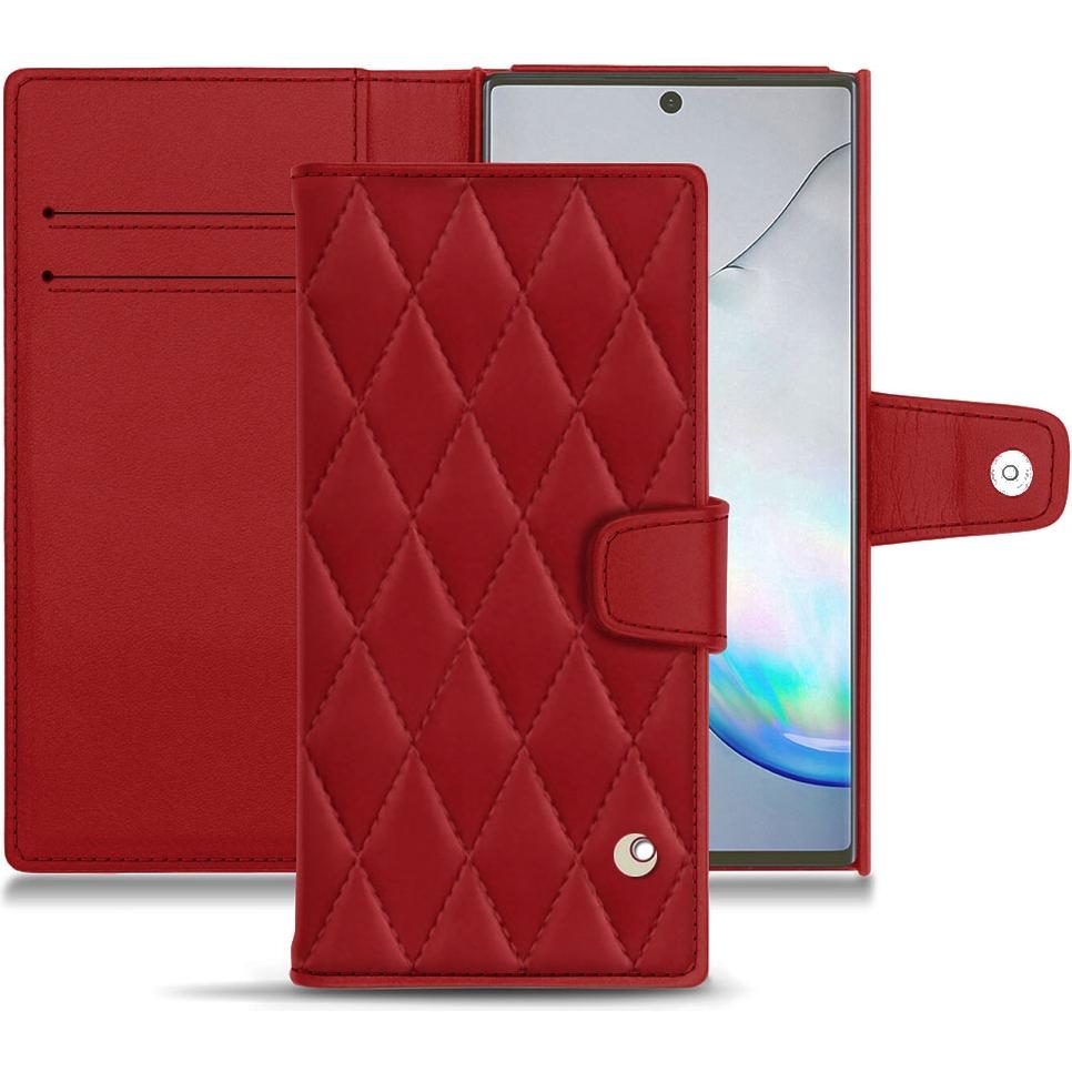 Noreve Lederschutzhülle Wallet (Samsung Galaxy Note 10), Smartphone Hülle, Rot