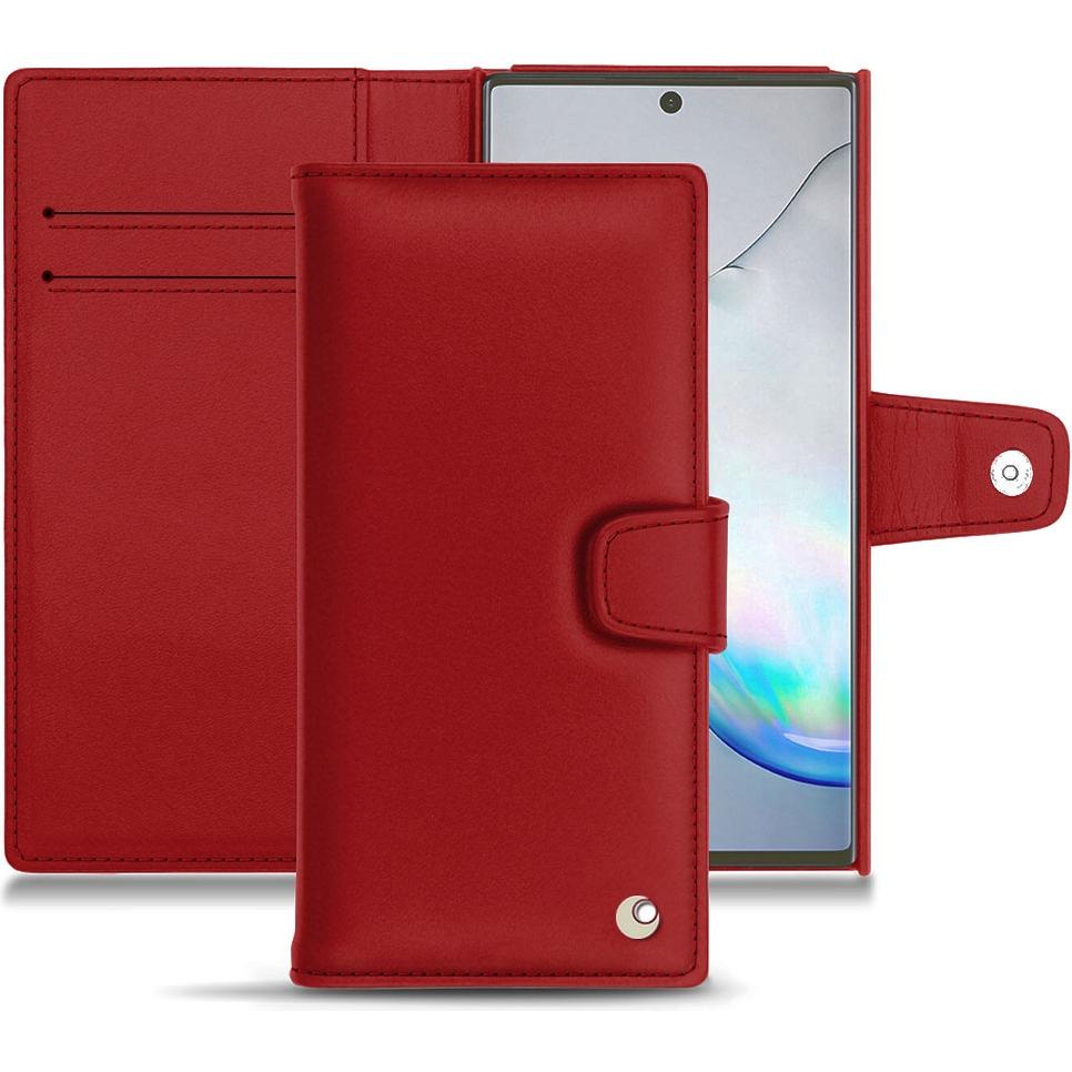 Noreve Lederschutzhülle Wallet (Samsung Galaxy Note 10), Smartphone Hülle, Rot