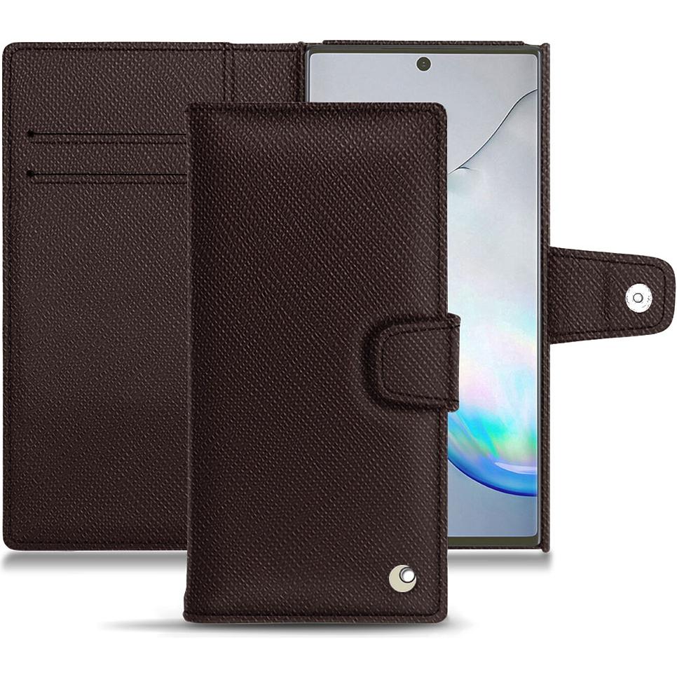 Noreve Lederschutzhülle Wallet (Samsung Galaxy Note 10), Smartphone Hülle, Braun