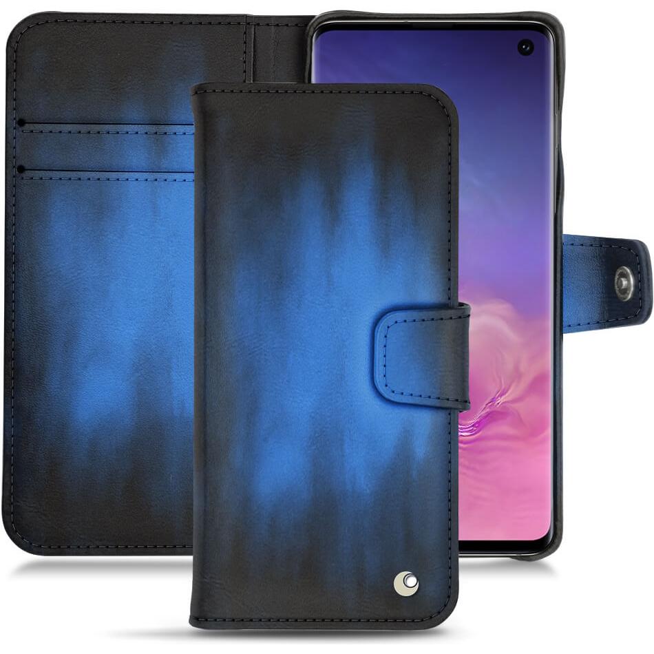 Noreve Lederschutzhülle Wallet (Samsung Galaxy S10), Smartphone Hülle, Blau