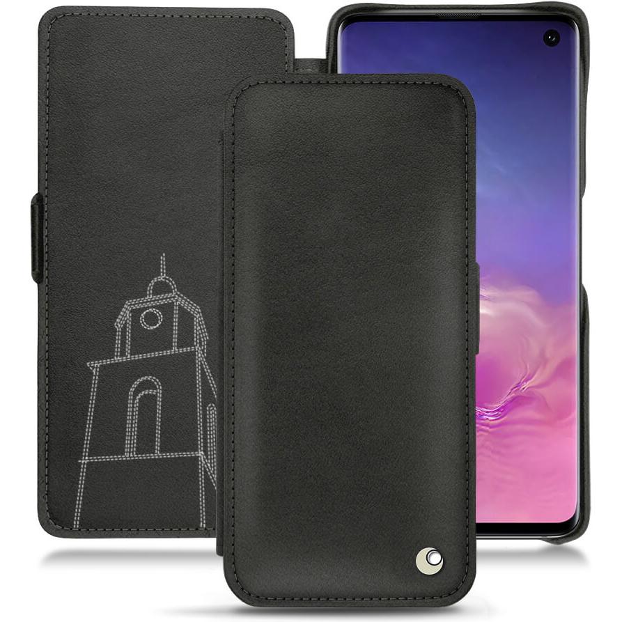 Noreve Lederschutzhülle horizontal (Samsung Galaxy S10), Smartphone Hülle, Schwarz