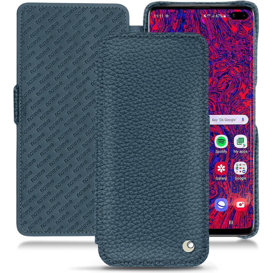 Thumbnail - Noreve Lederschutzhülle horizontal (Samsung Galaxy S10+), Smartphone Hülle, Blau