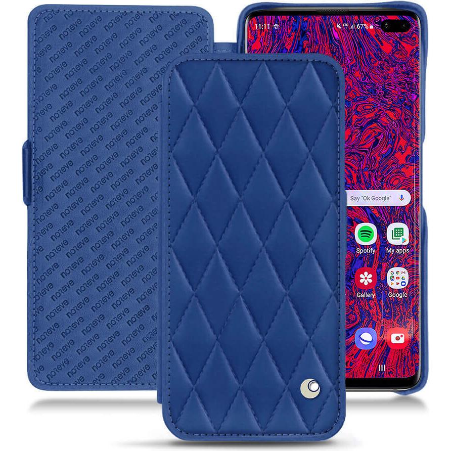 Noreve Lederschutzhülle horizontal (Samsung Galaxy S10+), Smartphone Hülle, Blau