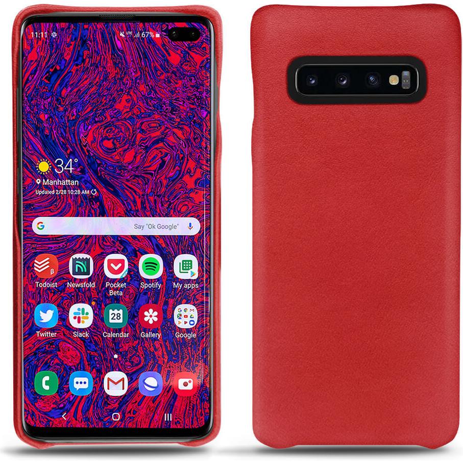 Noreve Lederschutzhülle (Samsung Galaxy S10+), Smartphone Hülle, Rot