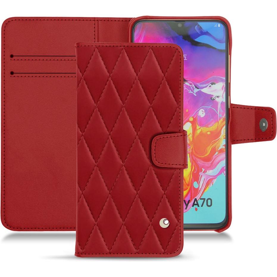 Noreve Lederschutzhülle Wallet (Samsung Galaxy A70), Smartphone Hülle, Rot