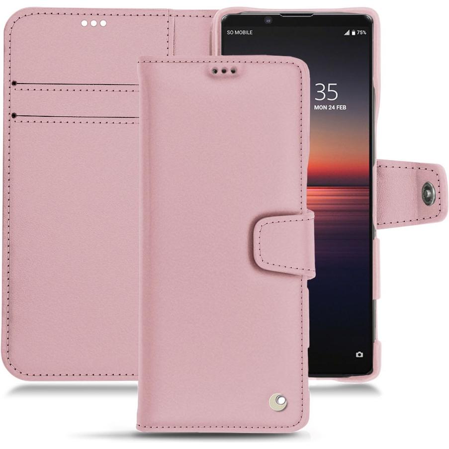 Noreve Lederschutzhülle Wallet (Sony Xperia 1 II), Smartphone Hülle, Rosa