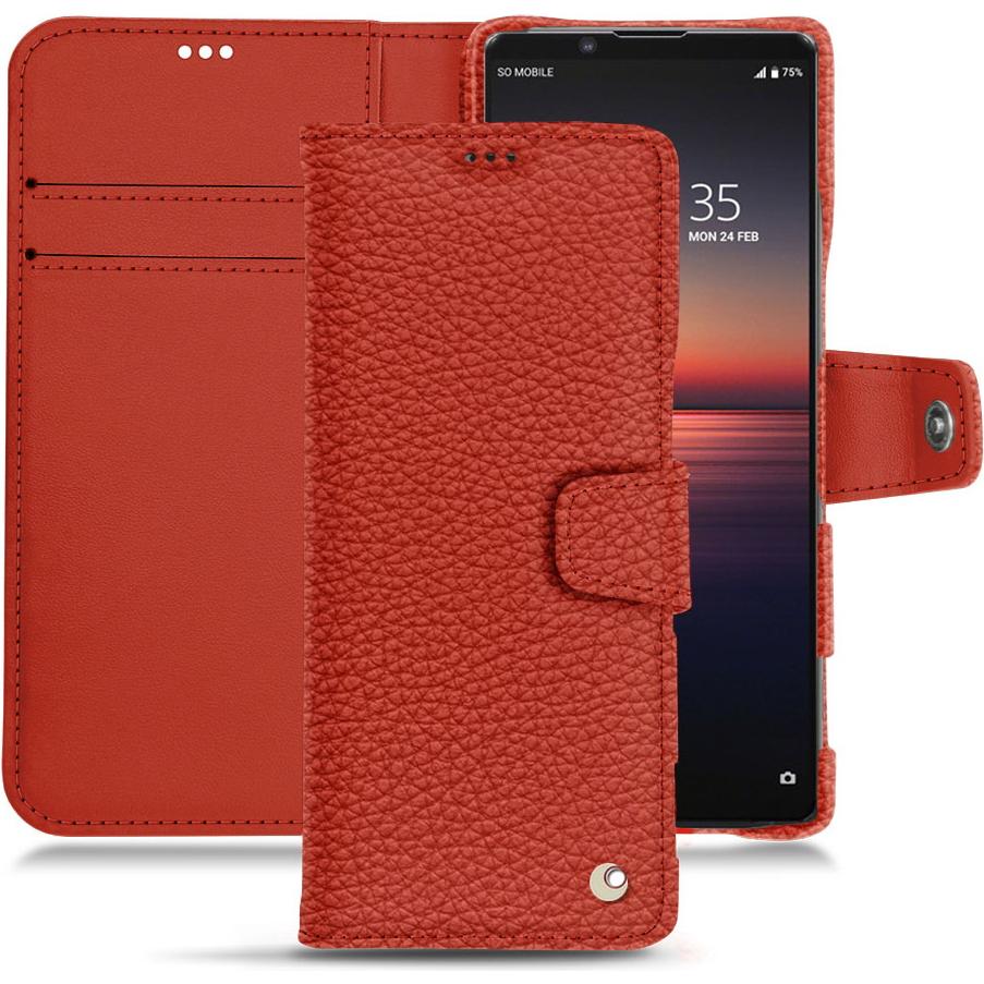Noreve Lederschutzhülle Wallet (Sony Xperia 1 II), Smartphone Hülle, Orange