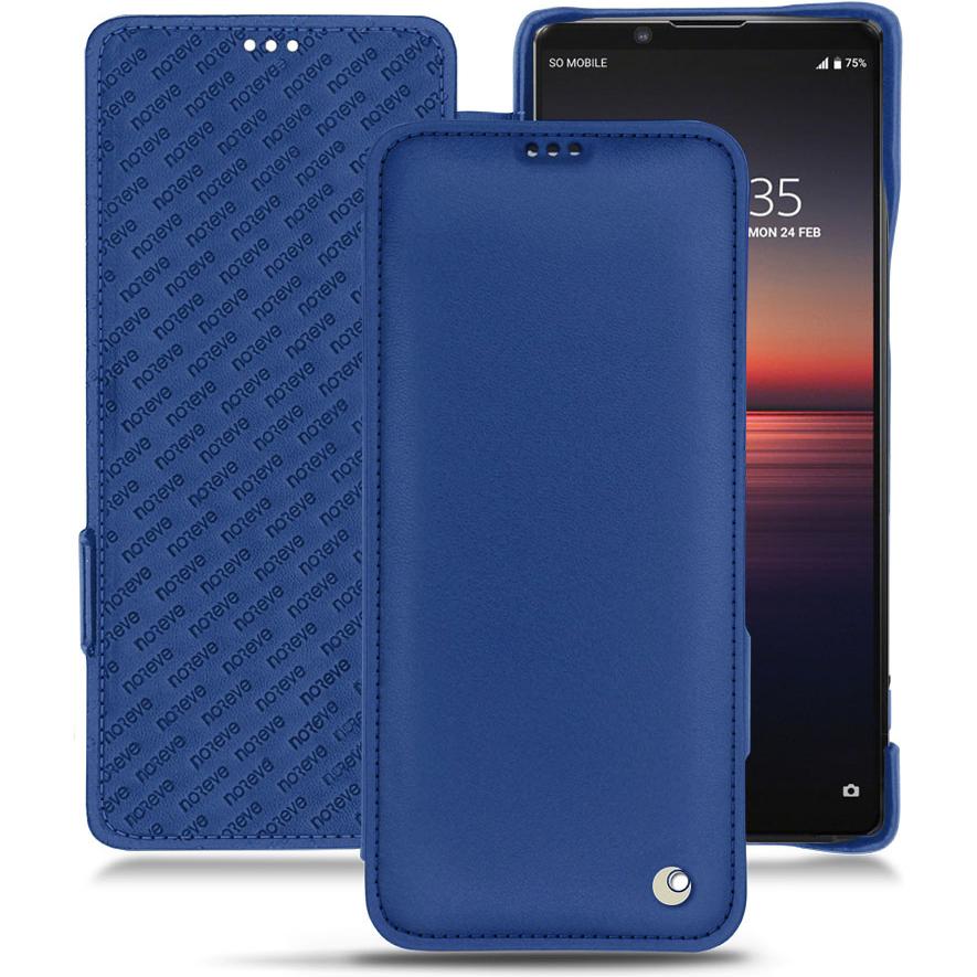 Noreve Lederschutzhülle horizontal (Sony Xperia 1 II), Smartphone Hülle, Blau