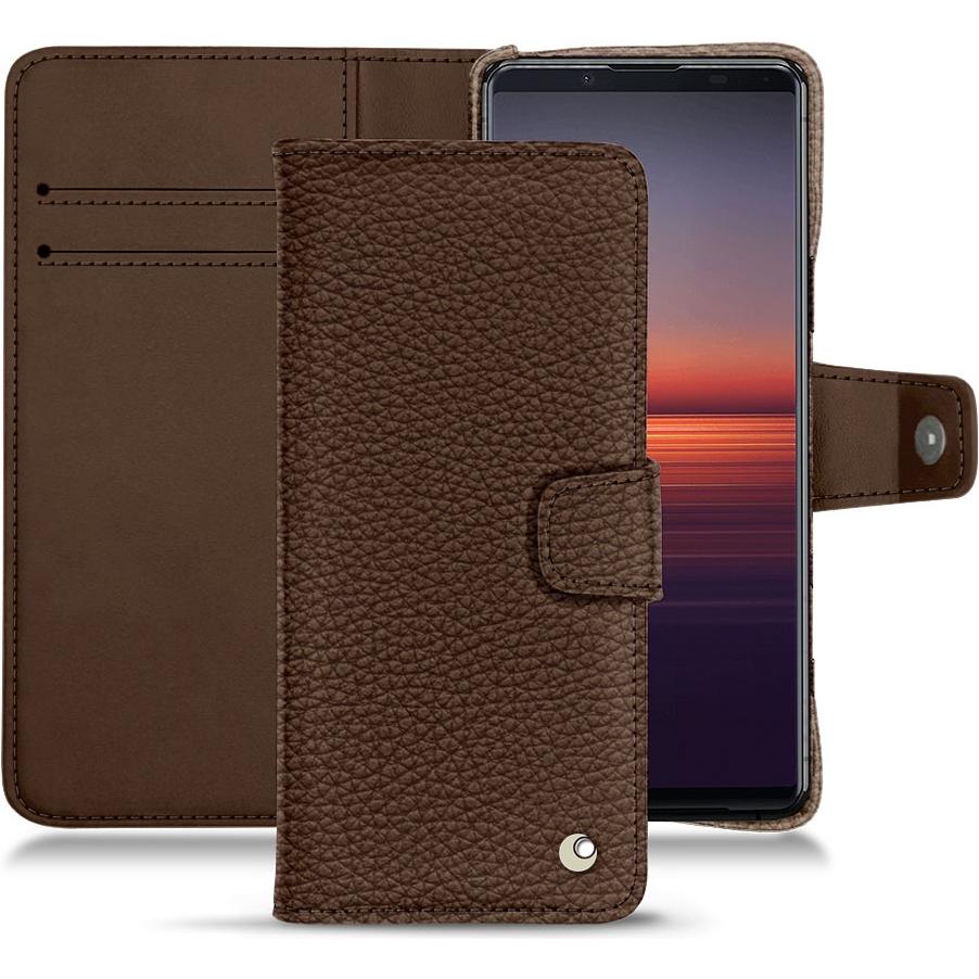 Noreve Lederschutzhülle Wallet (Sony Xperia 5 II), Smartphone Hülle, Braun