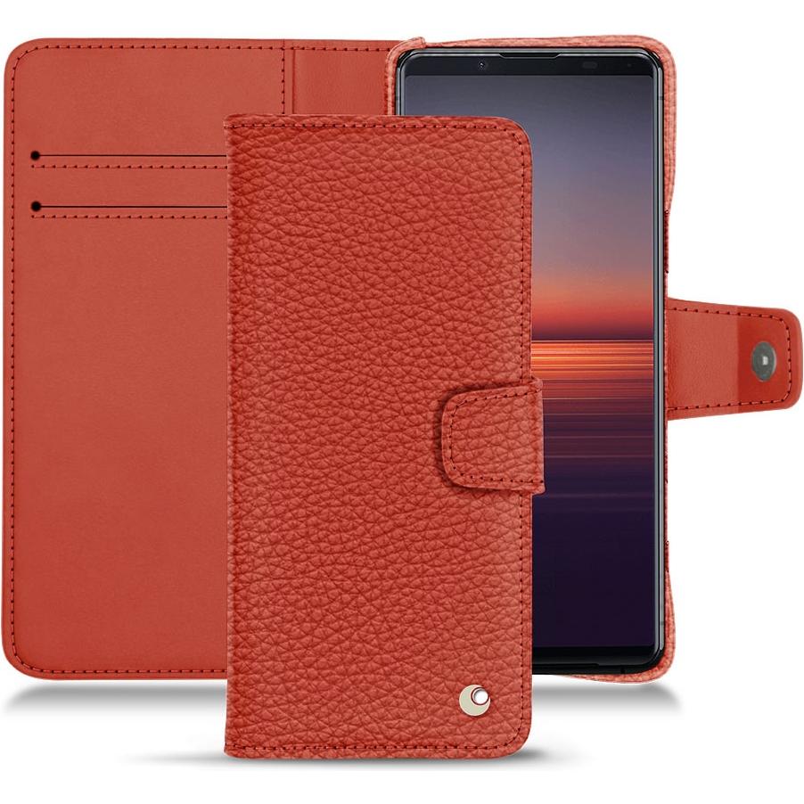 Noreve Lederschutzhülle Wallet (Sony Xperia 5 II), Smartphone Hülle, Orange