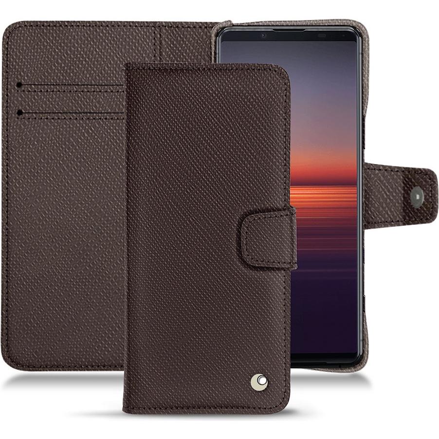 Noreve Lederschutzhülle Wallet (Sony Xperia 5 II), Smartphone Hülle, Braun