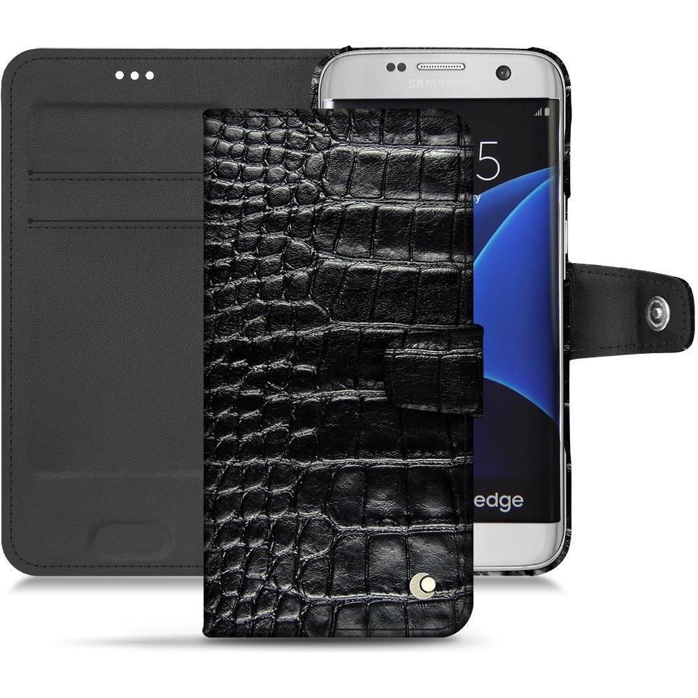 Noreve Lederschutzhülle Wallet (Samsung Galaxy S7 Edge), Smartphone Hülle, Schwarz