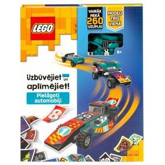 LEGO ICONIC Activity Book "Build and Stick: Custom Cars"- Latvian