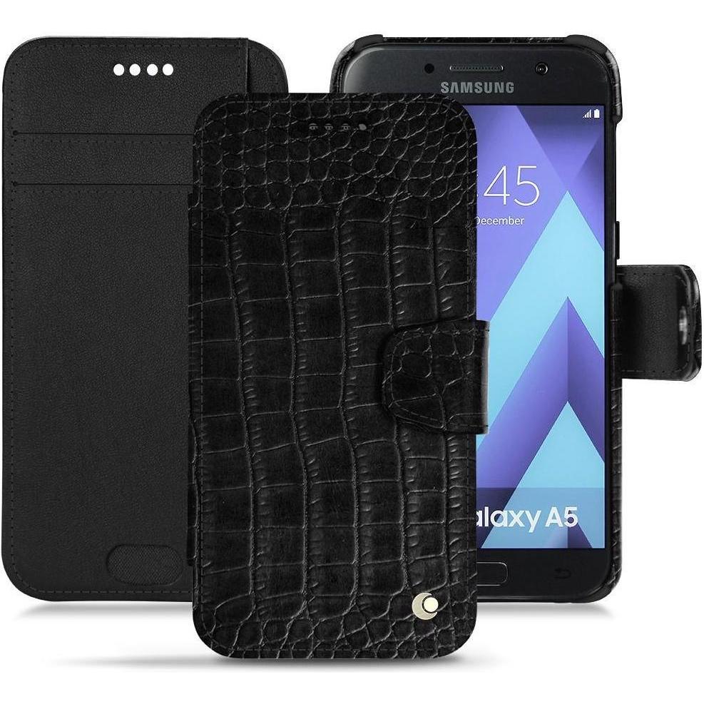 Noreve Lederschutzhülle Wallet (Samsung Galaxy A5 (2017)), Smartphone Hülle, Schwarz