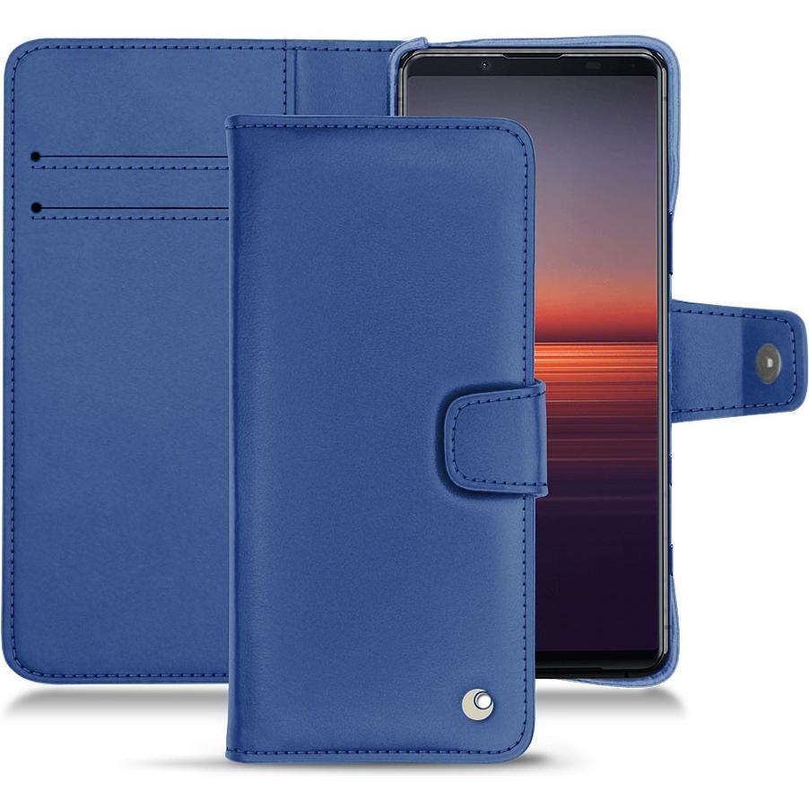 Noreve Lederschutzhülle Wallet (Sony Xperia 5 II), Smartphone Hülle, Blau