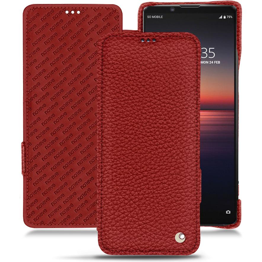 Noreve Lederschutzhülle horizontal (Sony Xperia 1 II), Smartphone Hülle, Rot