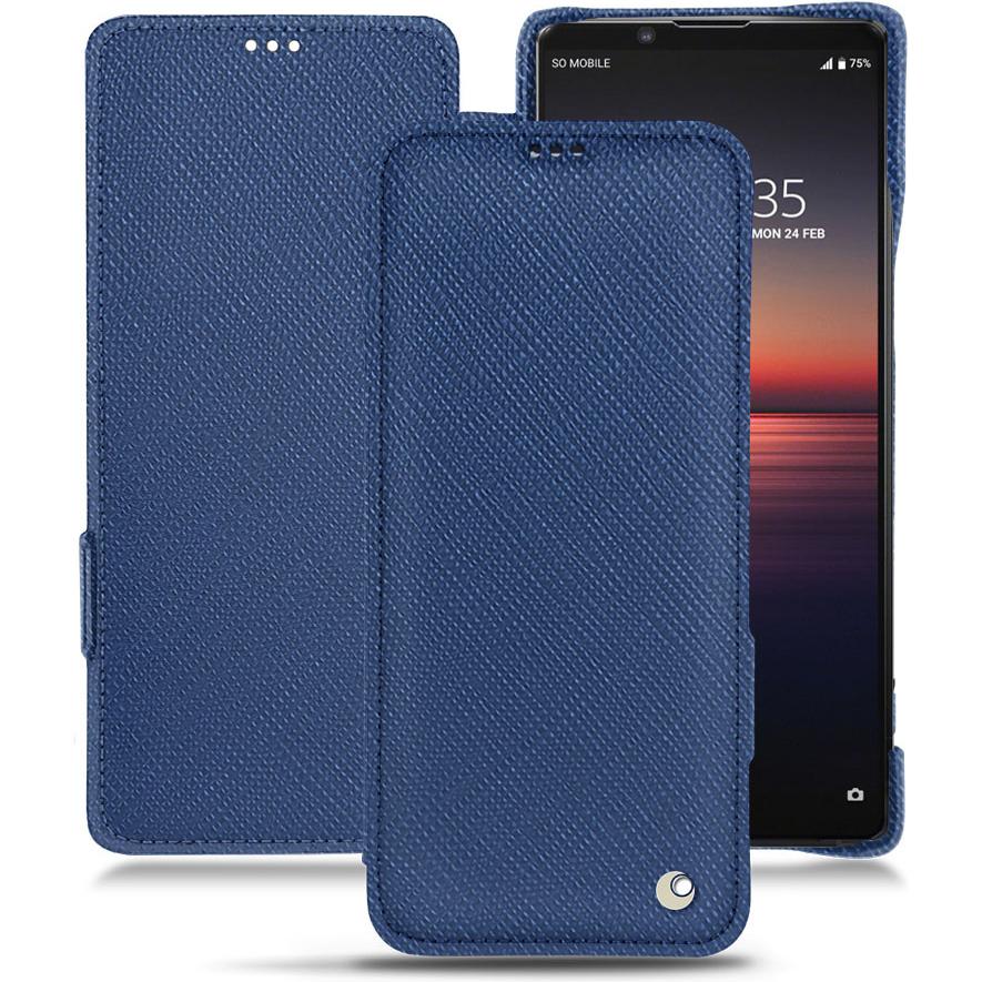 Noreve Lederschutzhülle horizontal (Sony Xperia 1 II), Smartphone Hülle, Blau